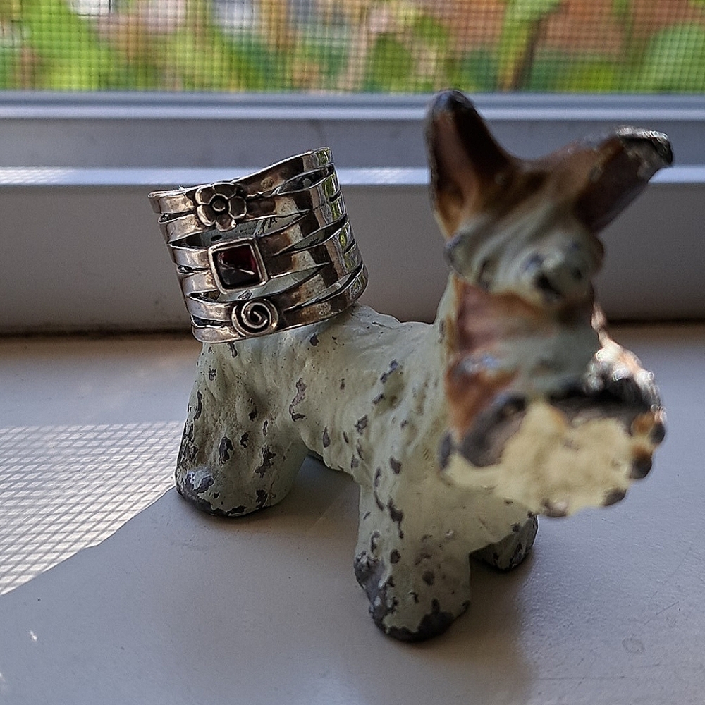 Unique Silver Ring W/ Red Stone - image 4